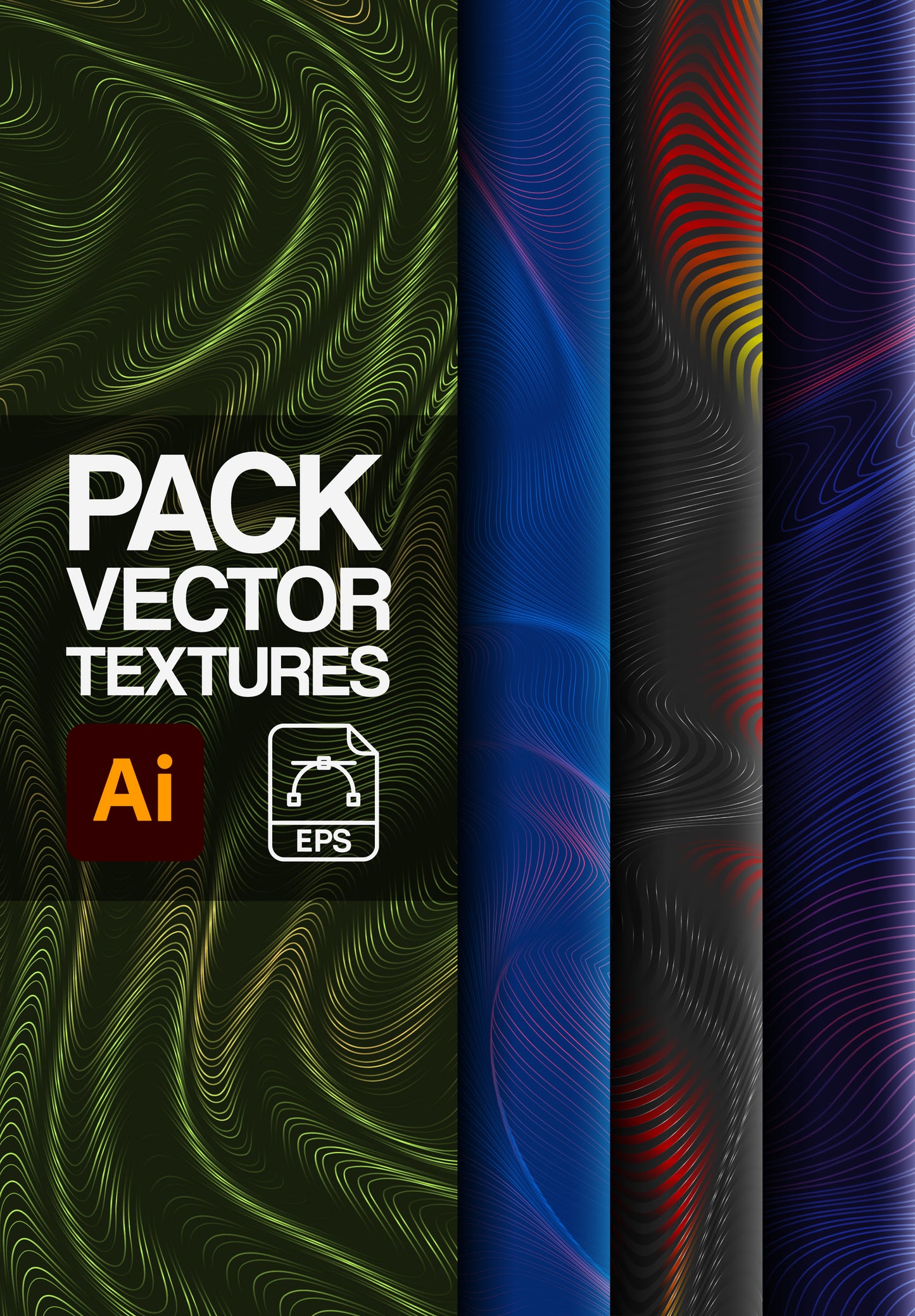 4 Vector Texture Pack – Abstract Waves – AI & EPS Files