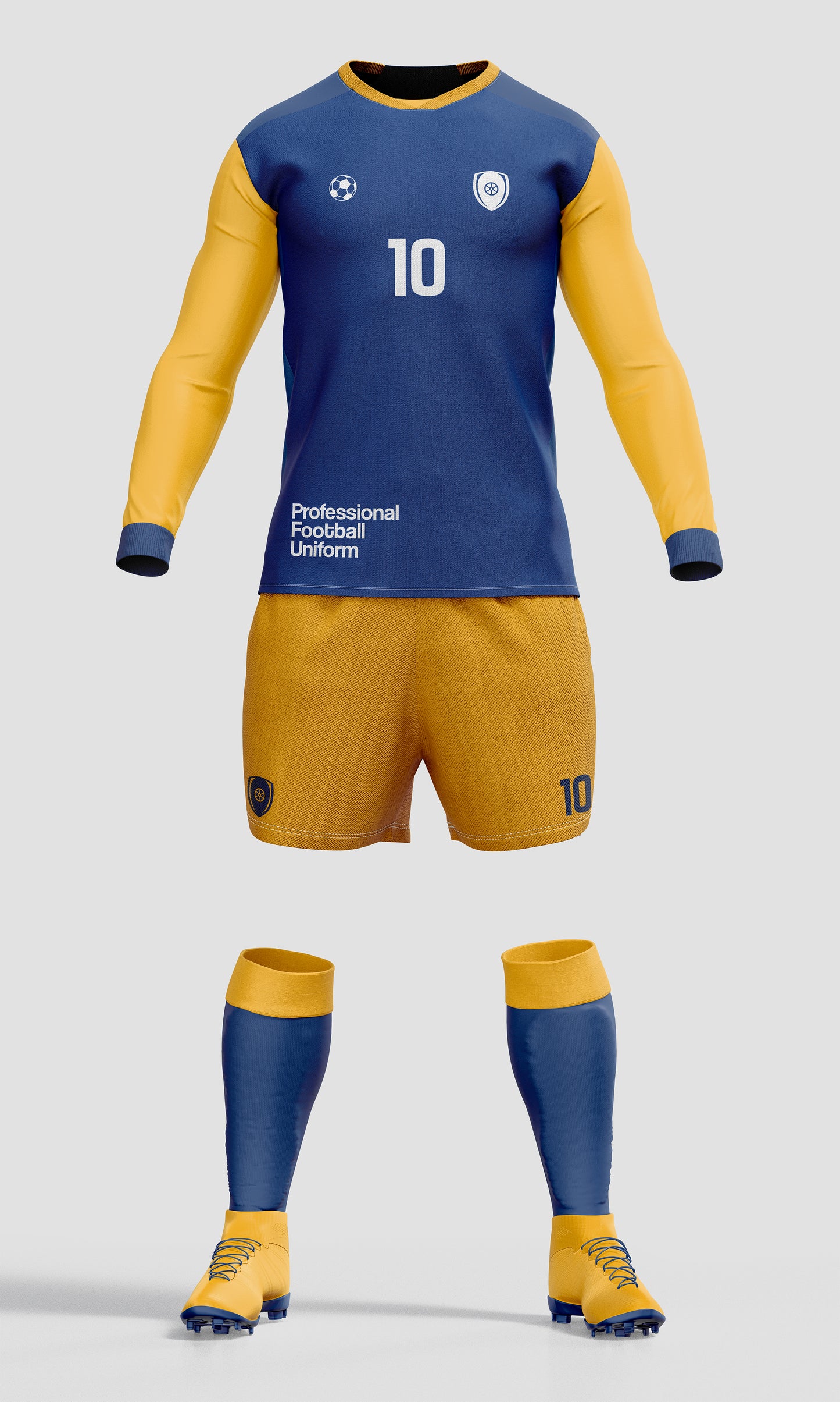 Football Uniform Mockup – Front View (Long Sleeve Jersey)
