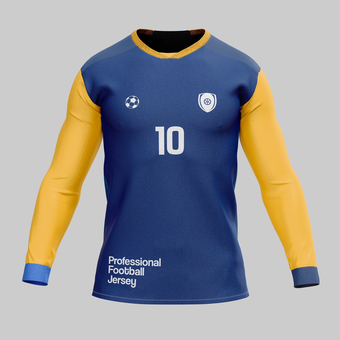 Football Jersey Mockup – Long Sleeve, Front View, High-Resolution