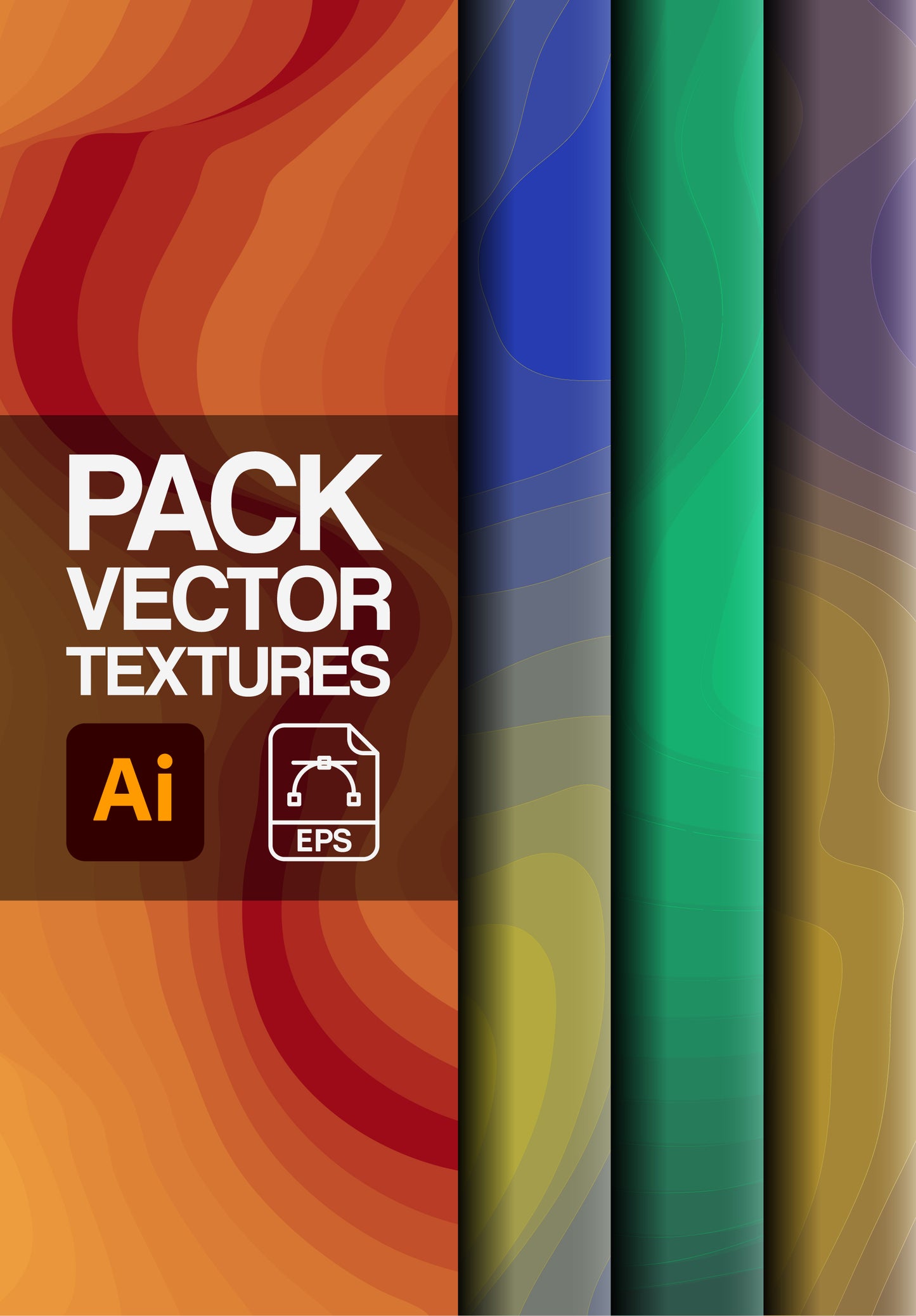 4 Vector Texture Pack ā Abstract Waves ā AI & EPS Files