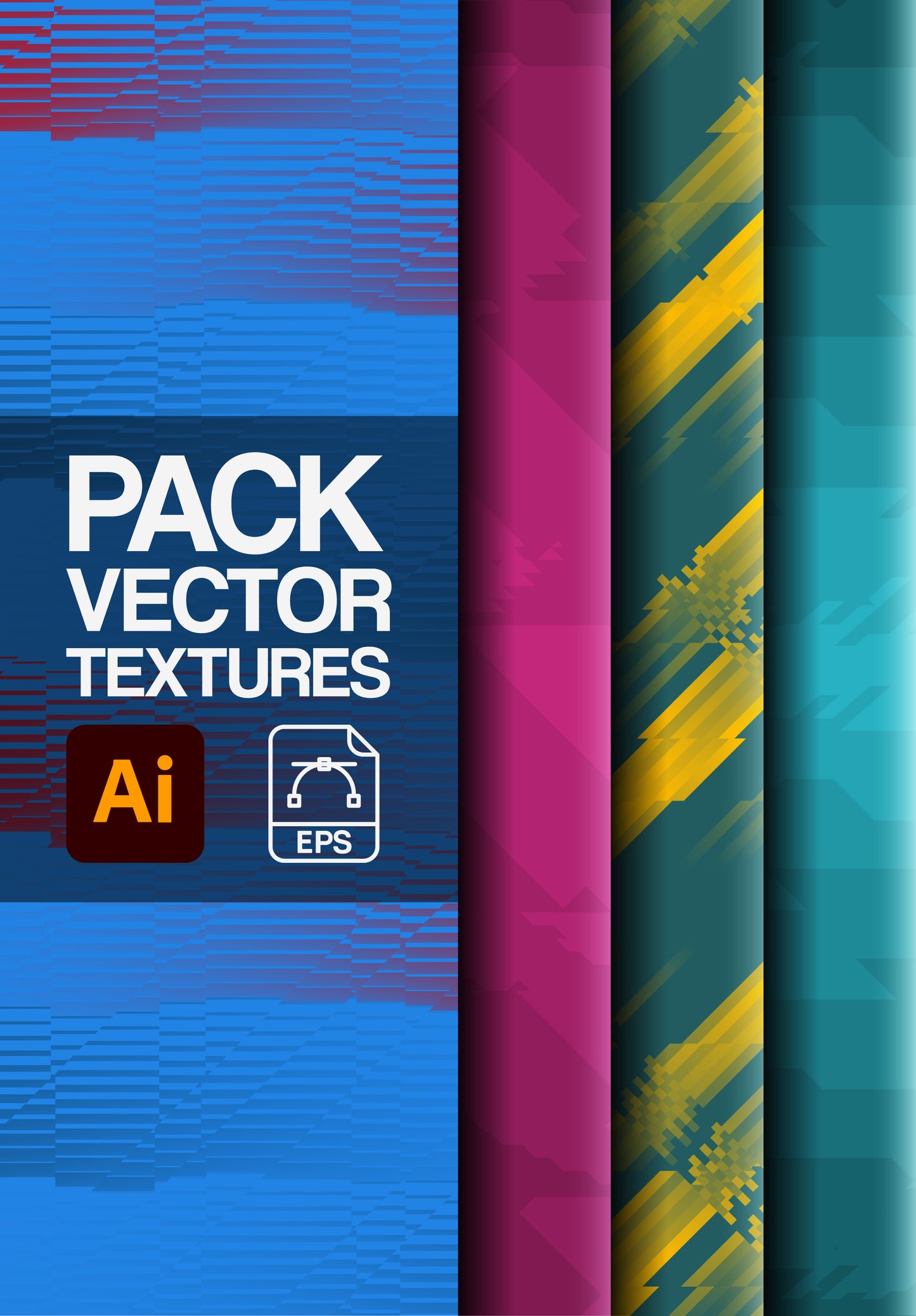 4 Vector Texture Pack – Abstract Waves – AI & EPS Files