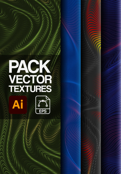 4 Vector Texture Pack – Abstract Waves – AI & EPS Files