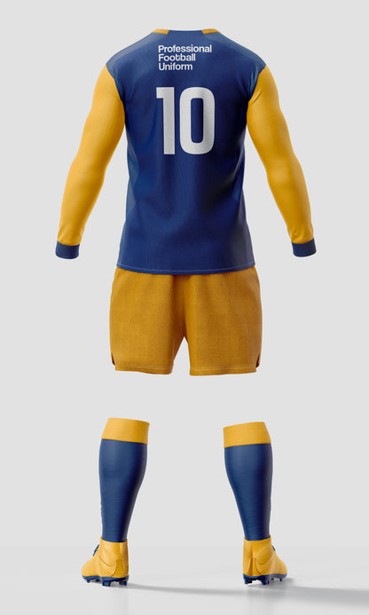 Football Uniform Mockup – Long Sleeve, Back View, High-Resolution
