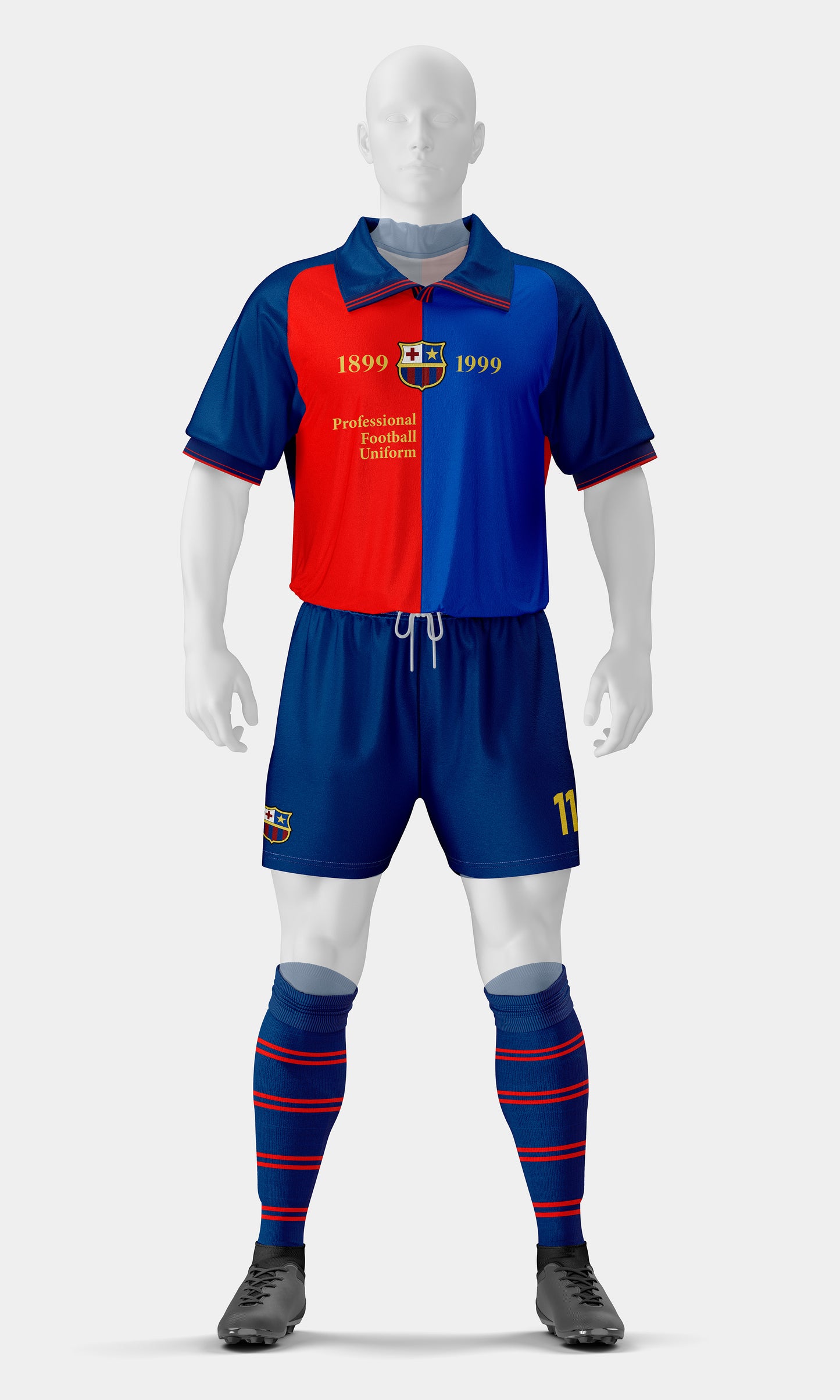 Football Uniform Mockup – Classic 1999 Edition, Front View, High-Resolution