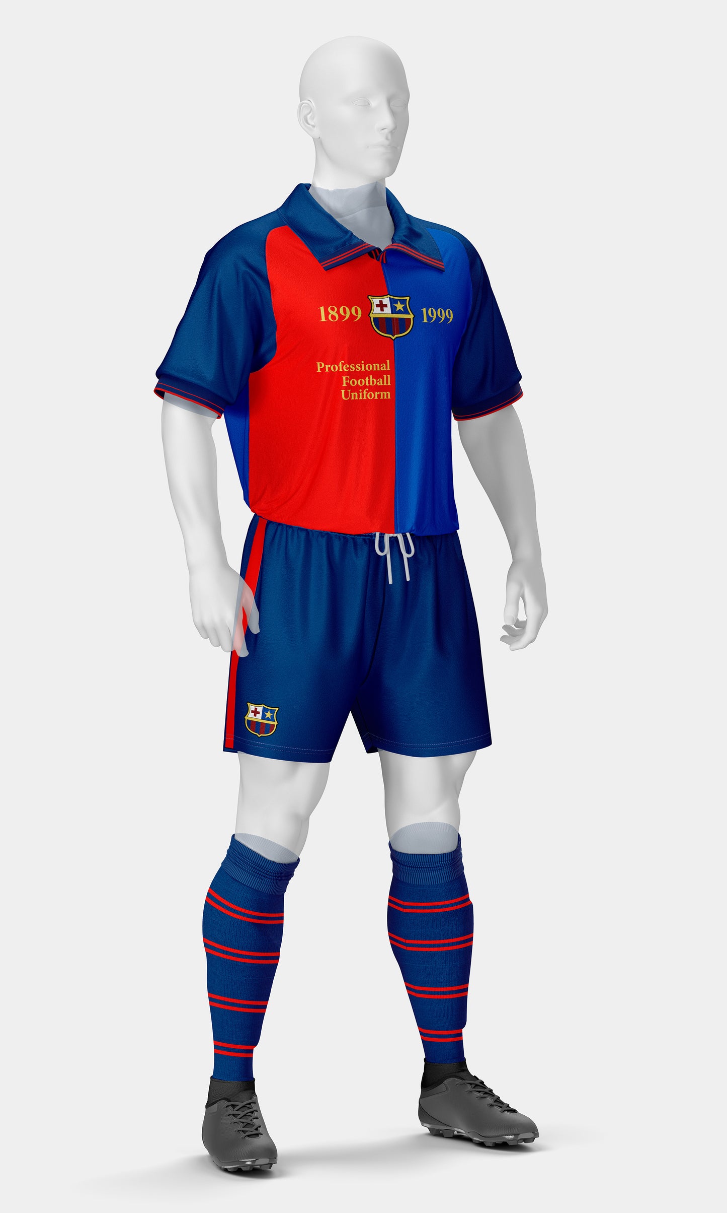 Football Uniform Mockup – Classic 1999 Edition, Side View, High-Resolution