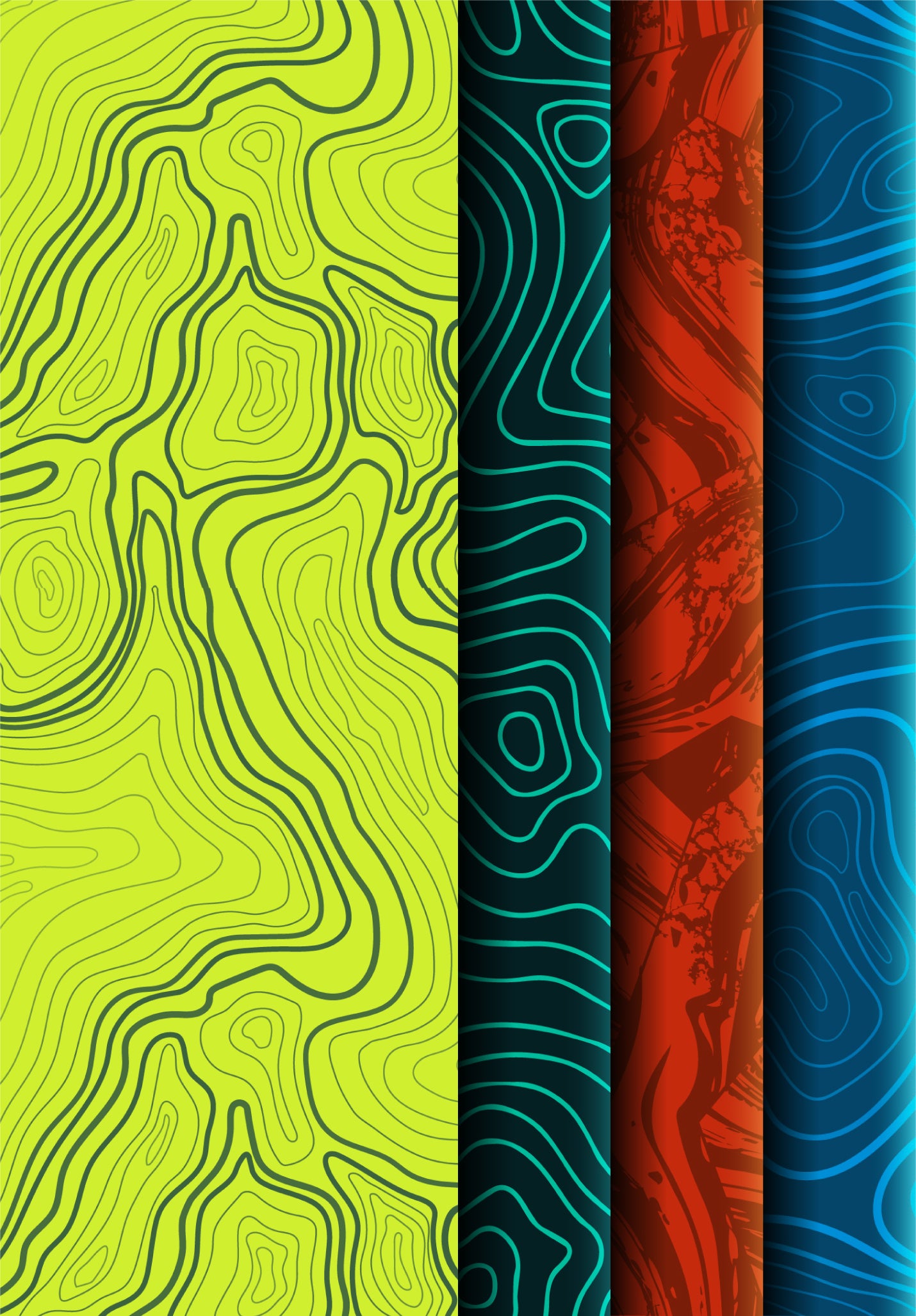 4 Vector Texture Pack – Topographic Maps – AI & EPS Files