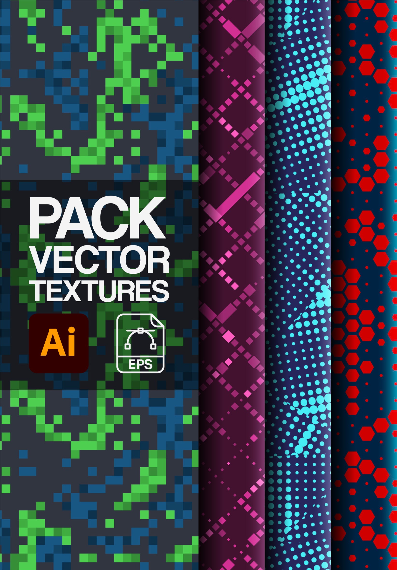 4 Vector Texture Pack – Abstract Waves – AI & EPS Files – Mockups Reward