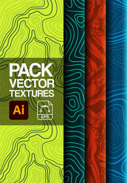 4 Vector Texture Pack – Topographic Maps – AI & EPS Files